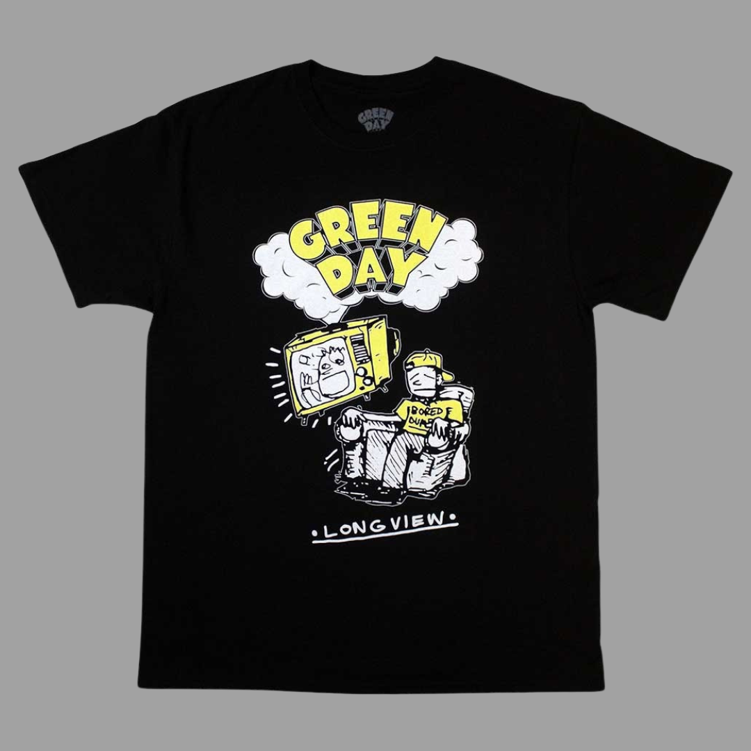 Green Day - Longview Doodle Black T-Shirt