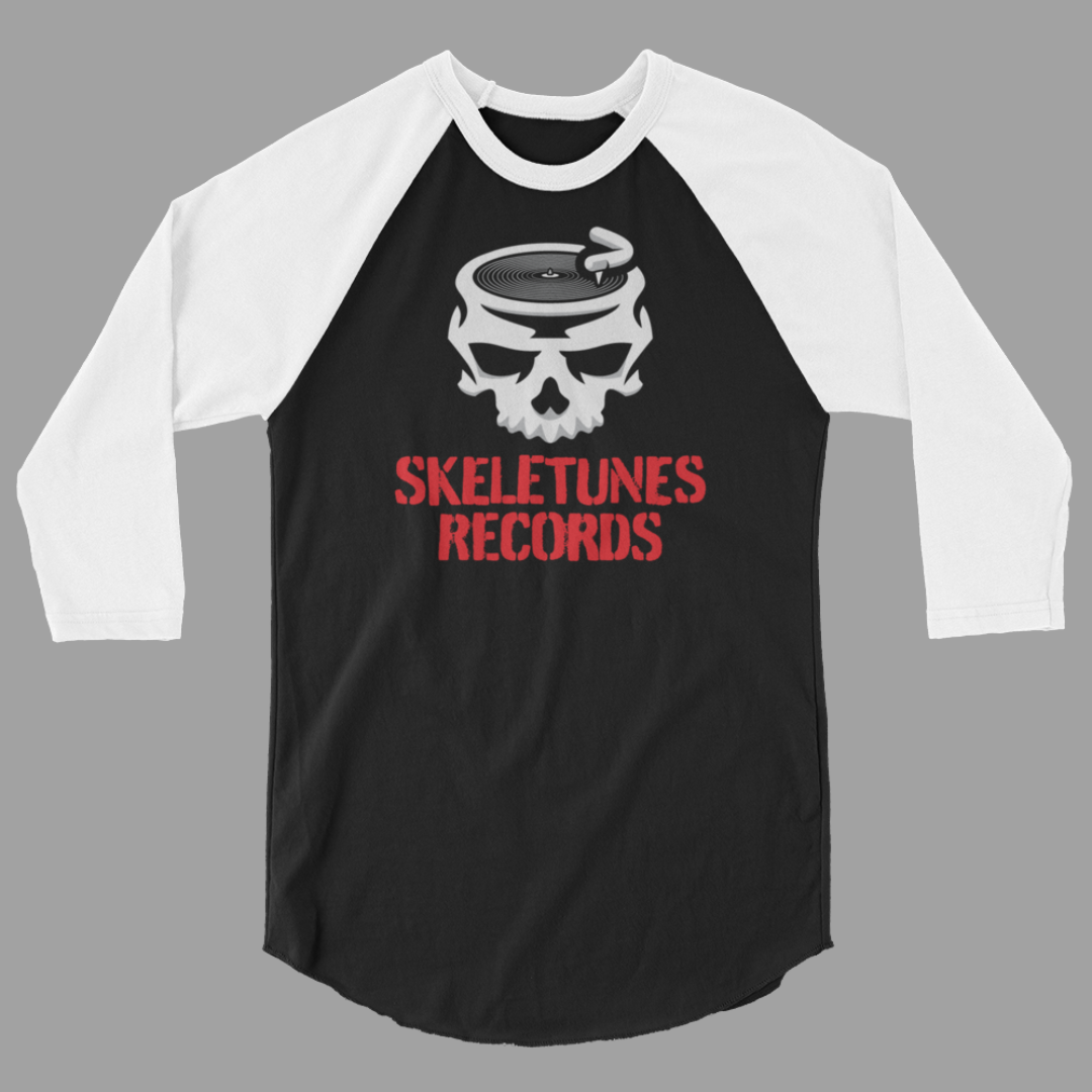 Skeletunes Records Stacked Logo 3/4 Sleeve Baseball Shirt