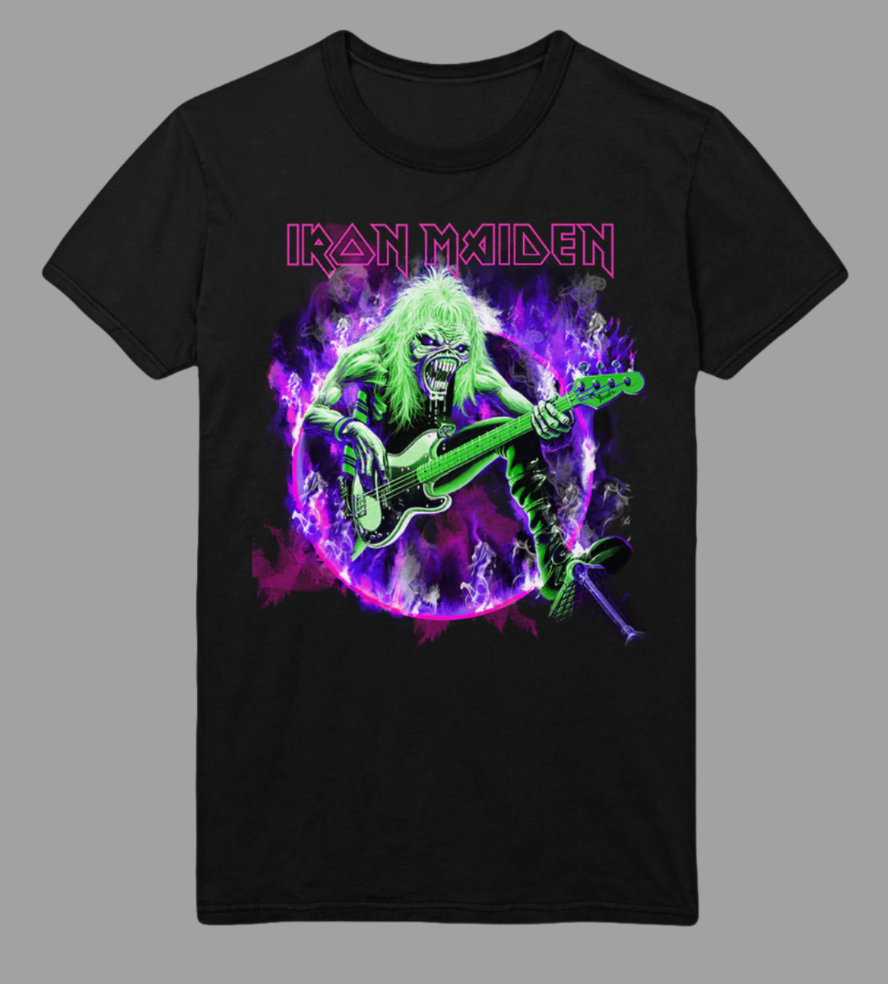 Iron Maiden Purple Guitar Jumbo Print T-Shirt Black