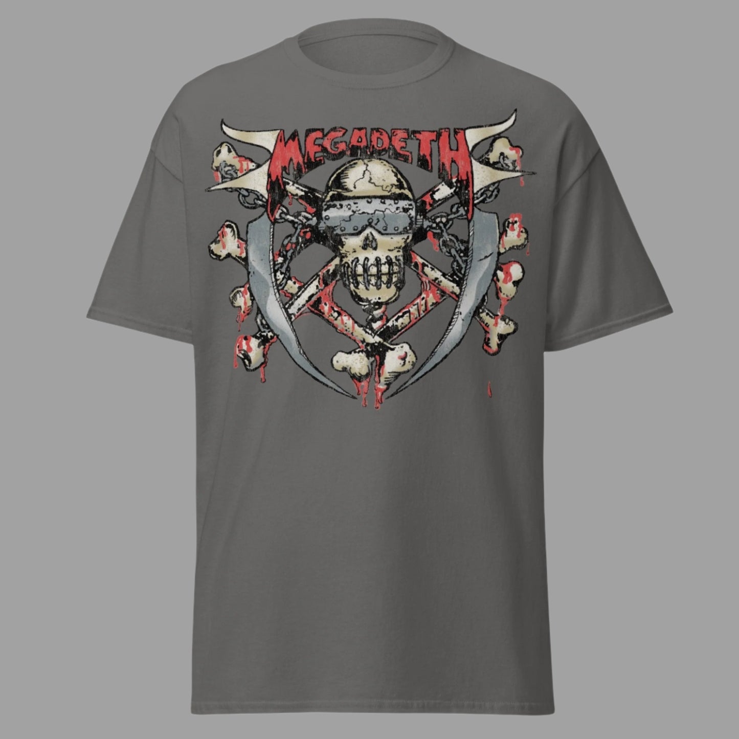 MegaDeth - Hand Painted Vic Jumbo Print T-Shirt Gray