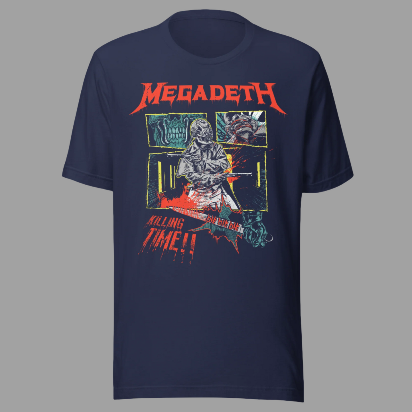 Megadeth - Killing Time Jumbo Print T-Shirt Navy