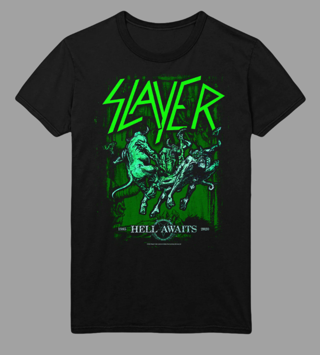 Slayer Neon Hell Awaits Jumbo Print T-Shirt Black