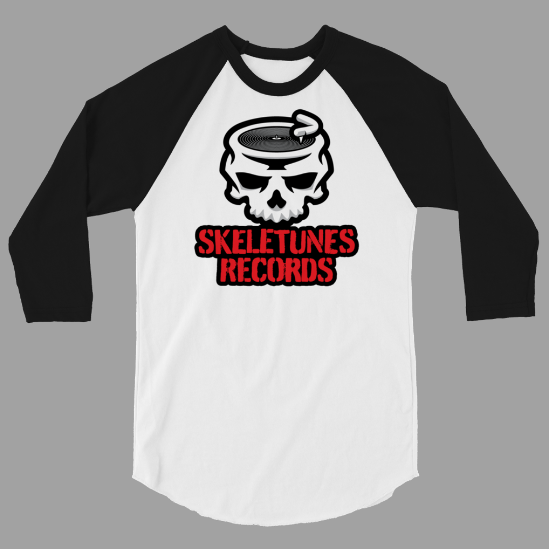 Skeletunes Records Stacked Logo 3/4 Sleeve Baseball Shirt