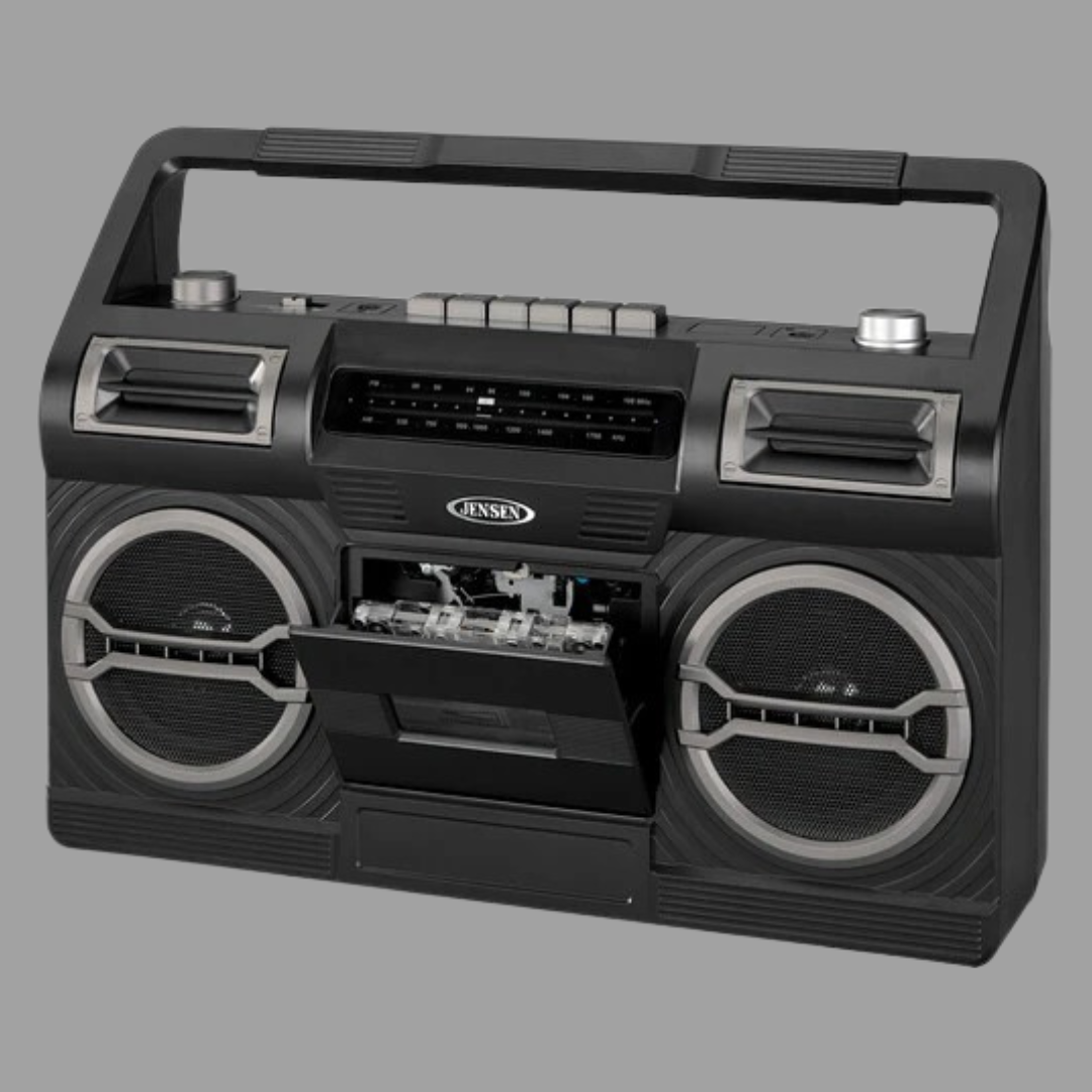 Jensen - MCR-500 Portable Boombox Cassette Player/Recorder w/ AM/FM Radio