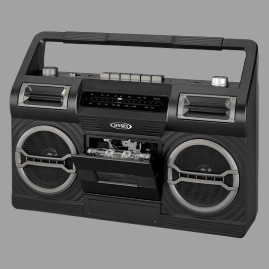 Jensen - MCR-500 Portable Boombox Cassette Player/Recorder w/ AM/FM Radio