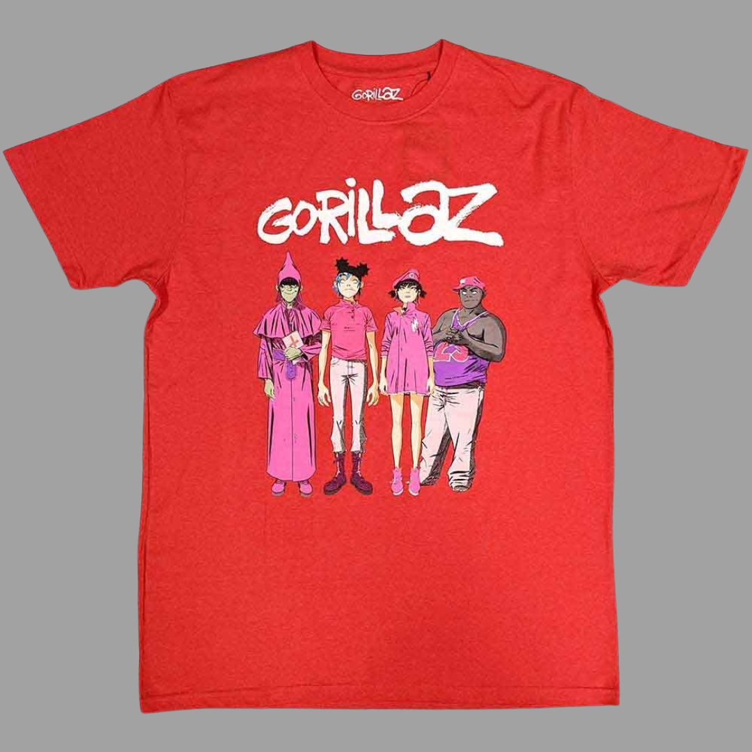 Gorillaz - Cracker Island Standing Group Red T-Shirt