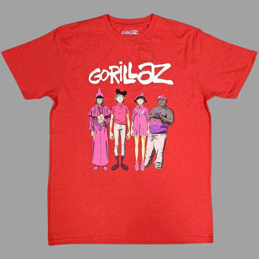Gorillaz - Cracker Island Standing Group Red T-Shirt