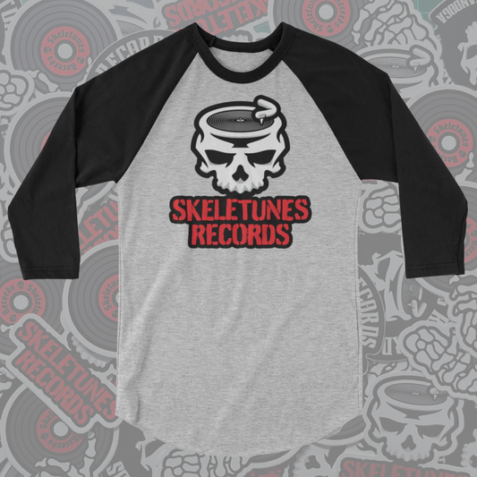 Skeletunes Records - Stacked Logo 3/4 Sleeve Baseball Shirt
