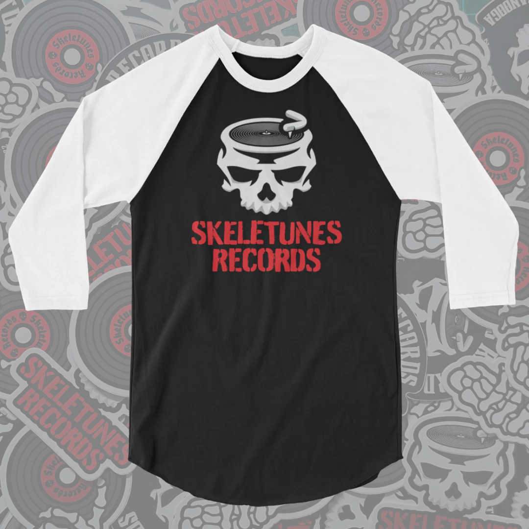Skeletunes Records - Stacked Logo 3/4 Sleeve Baseball Shirt