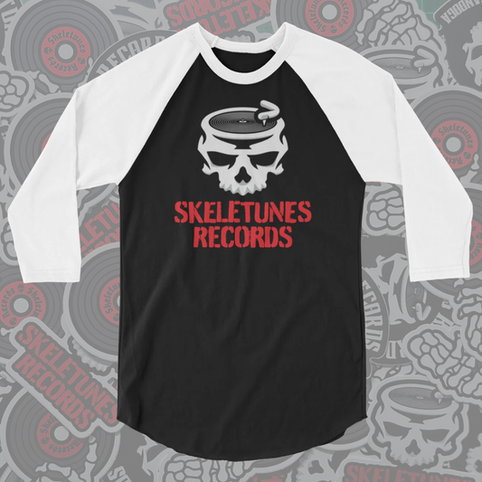 Skeletunes Records - Stacked Logo 3/4 Sleeve Baseball Shirt