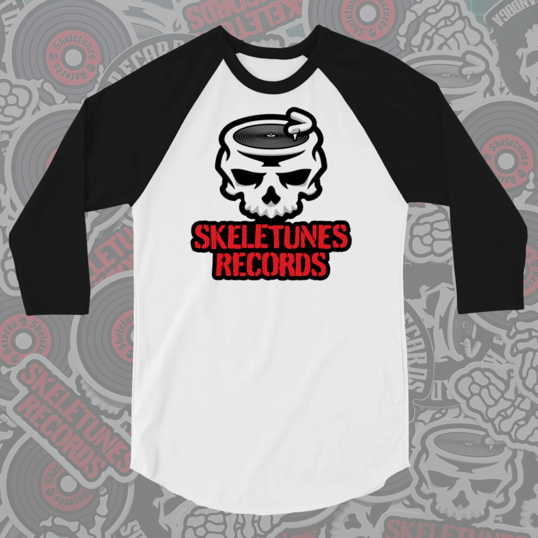 Skeletunes Records - Stacked Logo 3/4 Sleeve Baseball Shirt