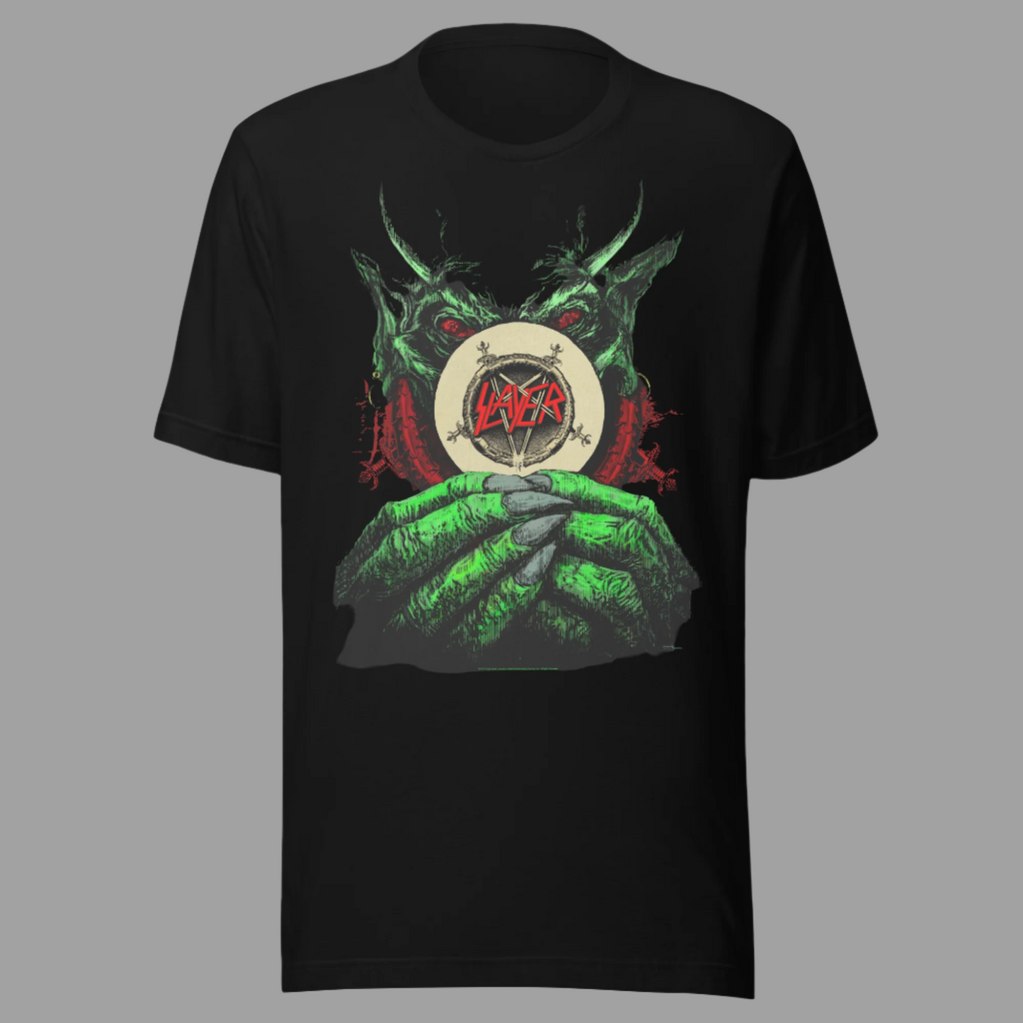 Slayer Demon Hands Vintage Jumbo Print T-Shirt Black