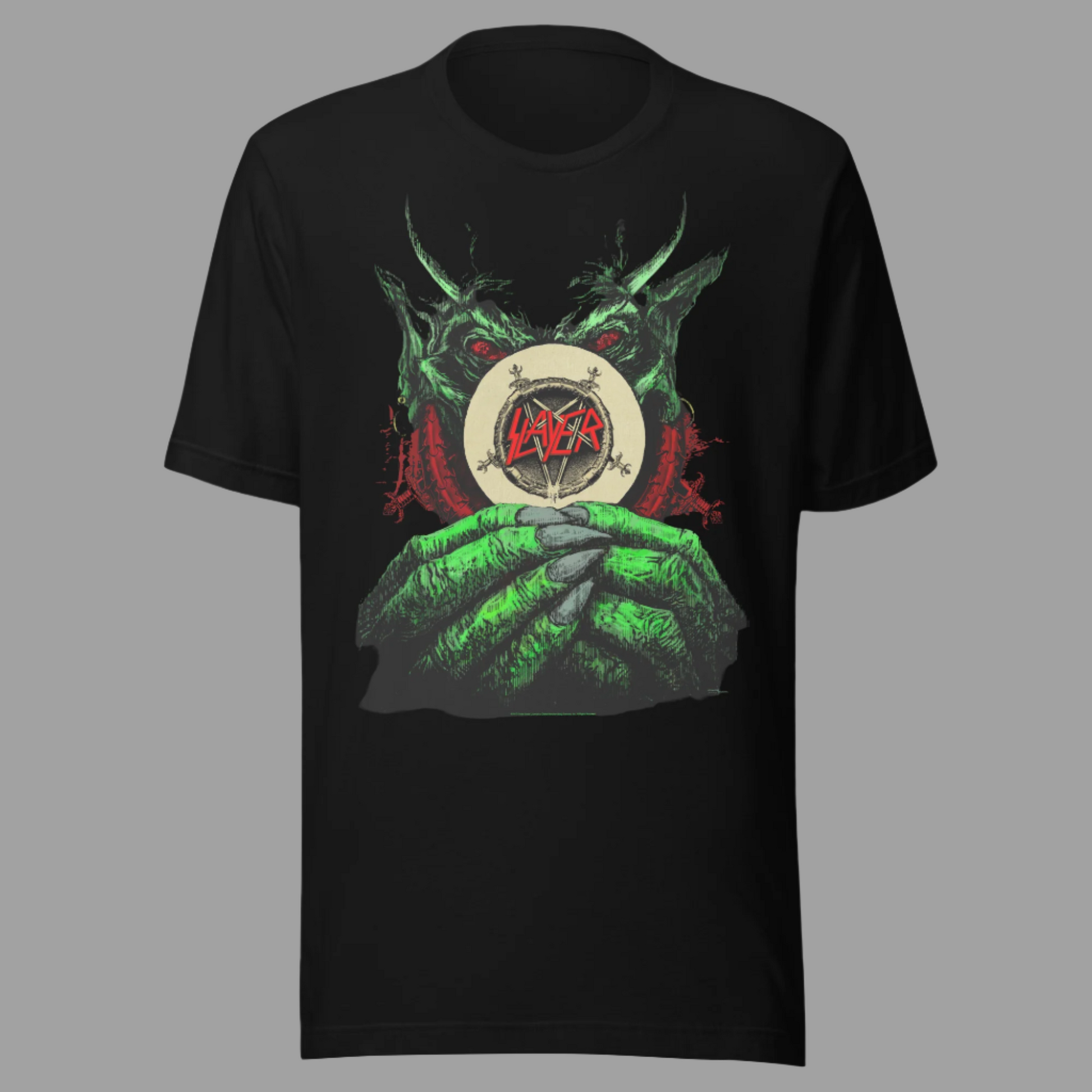 Slayer Demon Hands Vintage Jumbo Print T-Shirt Black