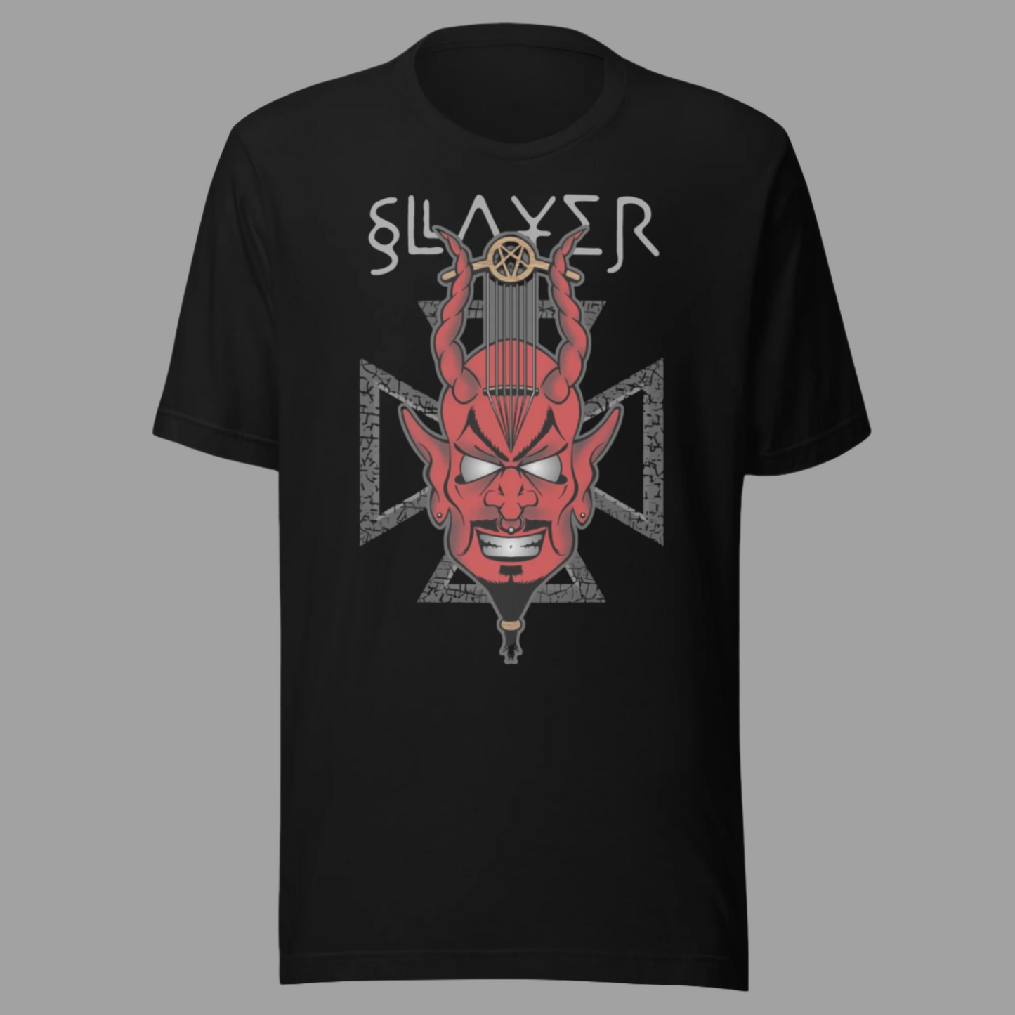 Slayer Devil's Horns Vintage Jumbo Print T-Shirt Black